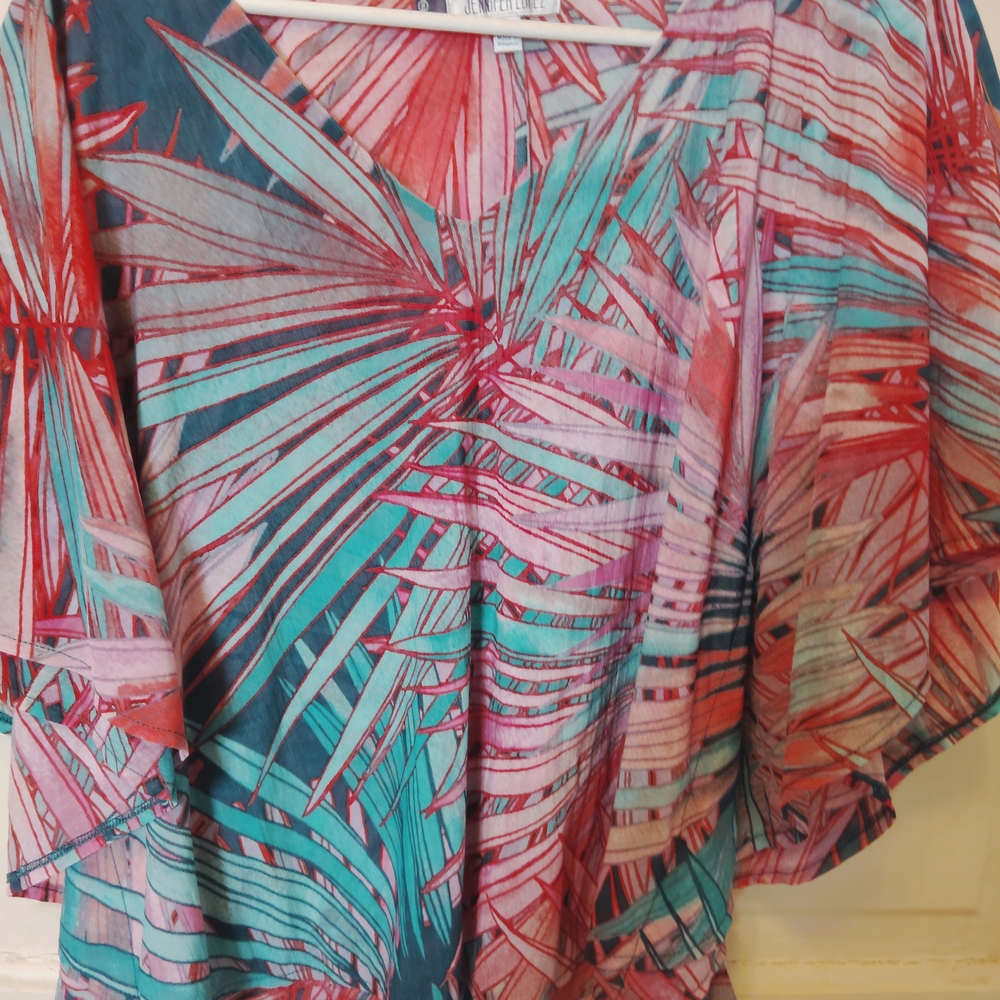 Colorful Tropical Print Blouse